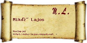 Mikó Lajos névjegykártya